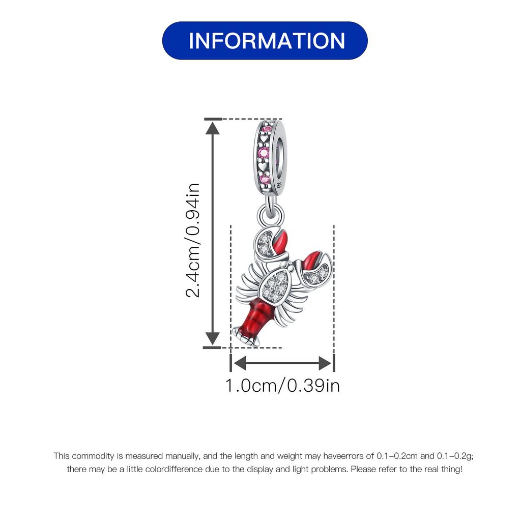 Beads Copper Charms Original Red Crayfish Ocean Pendant Beads Fit Bracelet Jewelry Diy Women Fine Gift Accessory