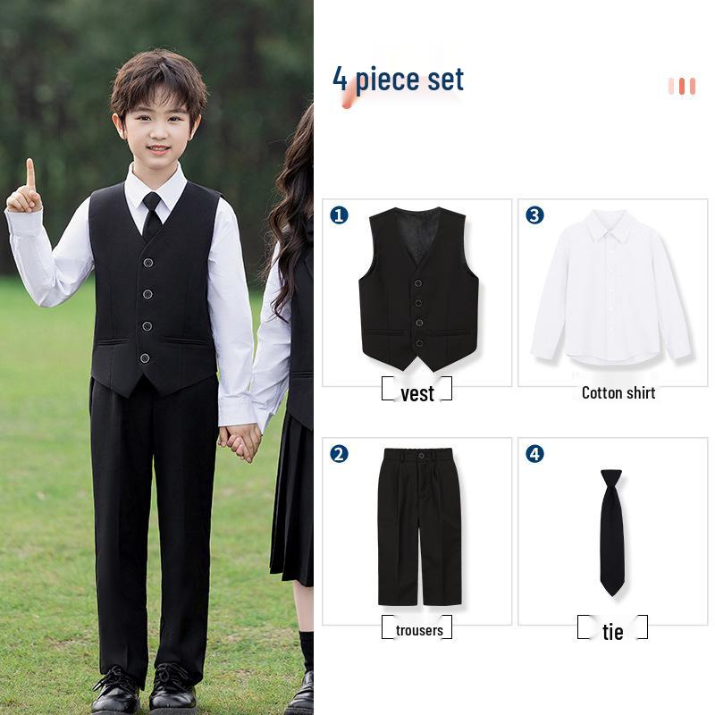 Academy Style School Uniform Set for Boys and Girls - Black Suit Graduation Attire