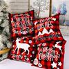 Charming Rustic Christmas Decor With Creative Elk Design Burlap Pillow Cover