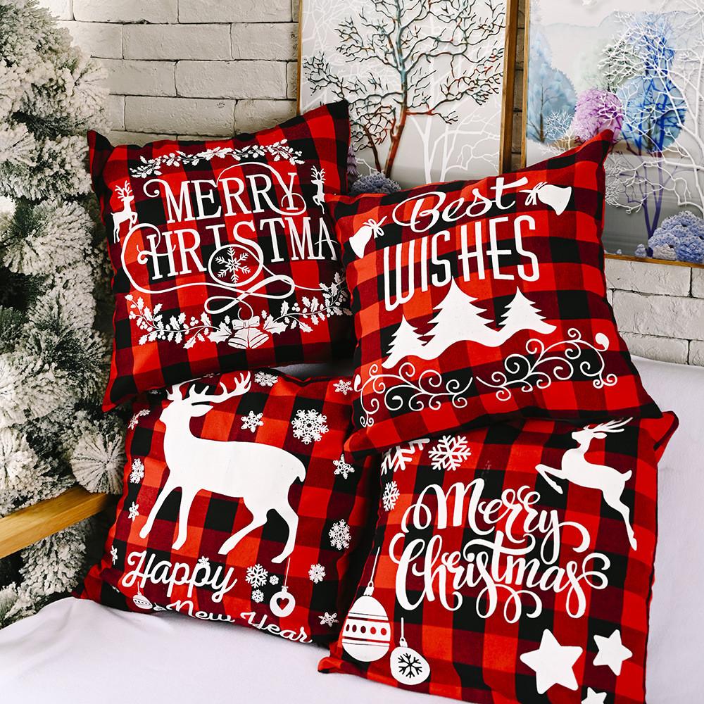 Charming Rustic Christmas Decor With Creative Elk Design Burlap Pillow Cover