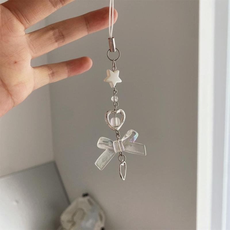 Phone Strap Y2K Phone Charm Keychain Star Bowknot Butterfly Keychain for Women Girls Halloween Handmade Jewelry Ornament