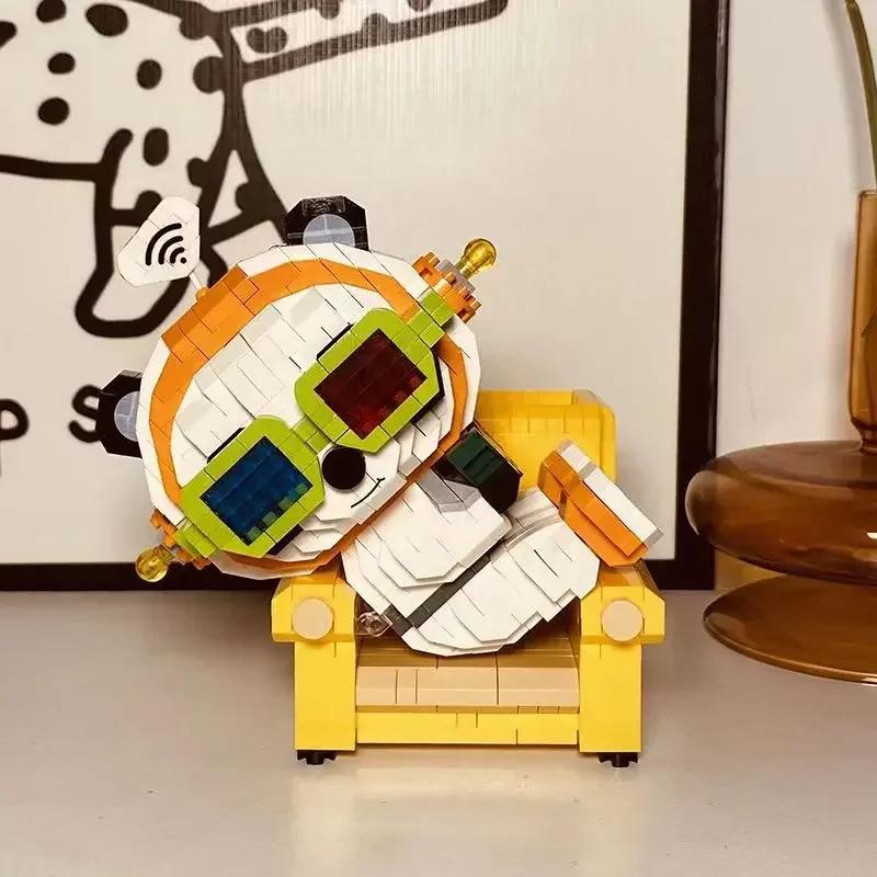Puzzle z mikročástic vysoké obtížnosti pro děti s čínským domácím stavebním blokem kreslená panda držák na tužky