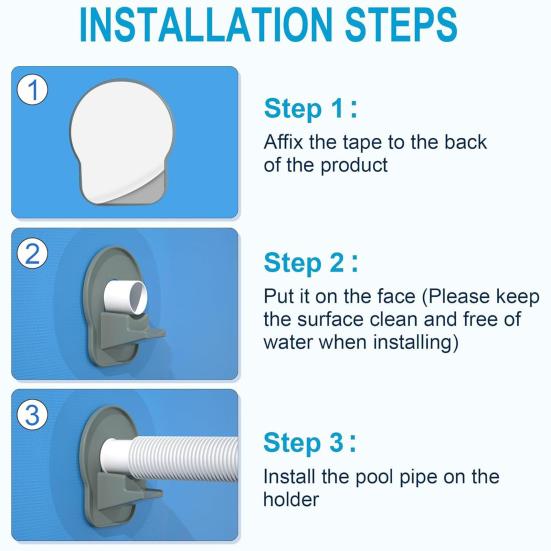 2 ks Držák bazénové hadice Bezvrtací Podpěra bazénové hadice Zabraňuje zalomení a prověšení Držák hadice pro nadzemní bazény