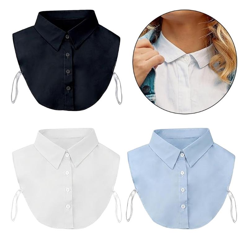 Detachable Shirt Collar Insert for Instants Styles Upgrades Soft Breathable Polyester Cotton Fabric Easy to Wear