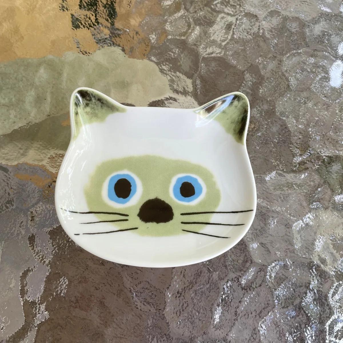 

Японская керамическая тарелка для соуса в виде мультяшного кота, креативная тарелка для приправ в форме милой кошачьей мордочки, маленькие тарелки, принадлежности для кухни, столовые приборы