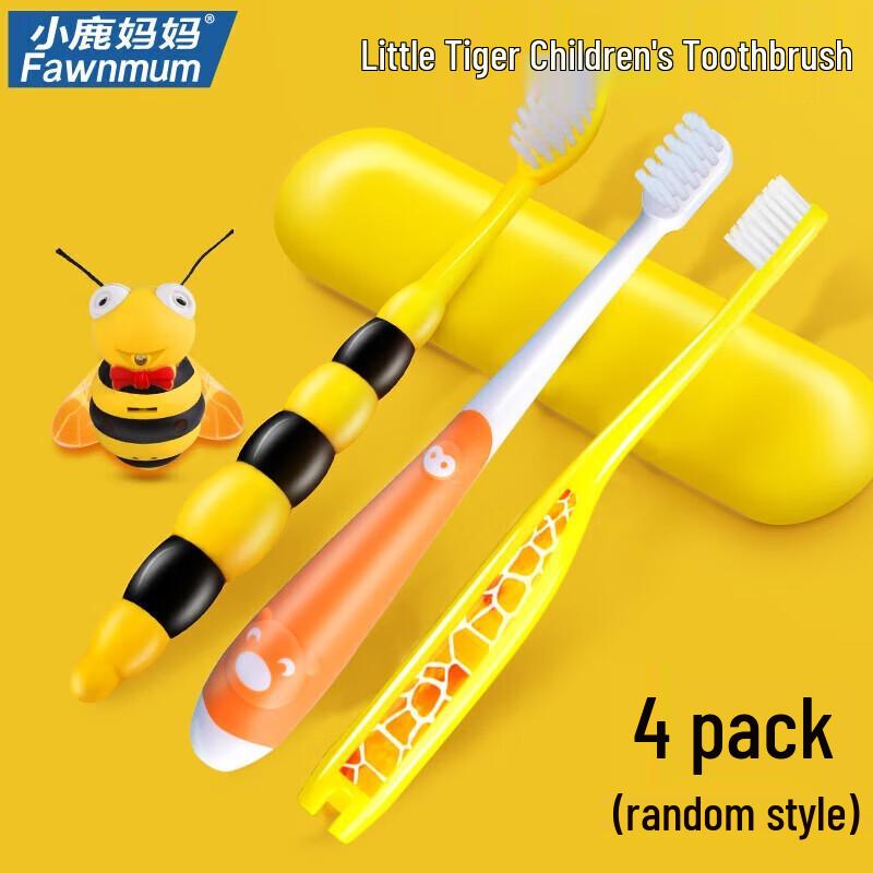 FAWNMUM Little Tiger Children s Soft Toothbrush (4-Pack)