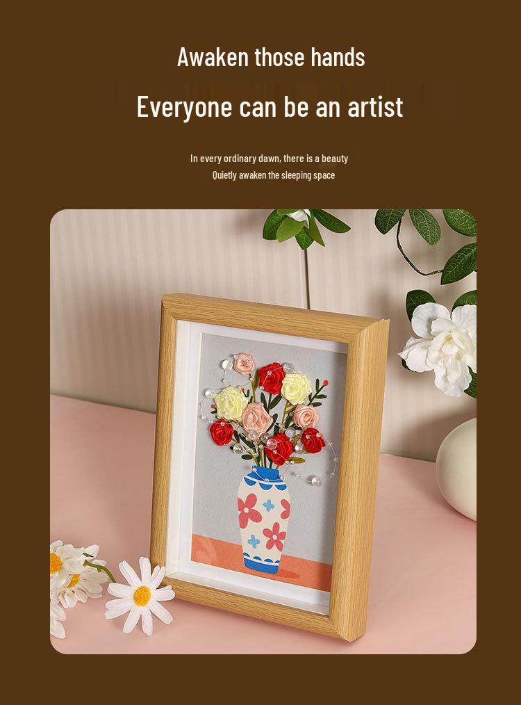 DIY Birthday Gift Kit: Handmade Rose Flower Ornaments & Photo Frame Materials