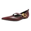 Fashion Retro Pointed Toe Soft Leather Flat Shoes Women Narrow Band Buckle Mary Jane Shoes Women Fashion Comfort Large Size Women Shoes