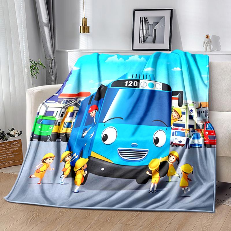 1 pezzo Coperta Tayo il Piccolo Autobus Design Stampato, Coperta Leggera per Divano, Letto - Morbida e Calda, Regalo per Tutte le Stagioni come Natale, Halloween