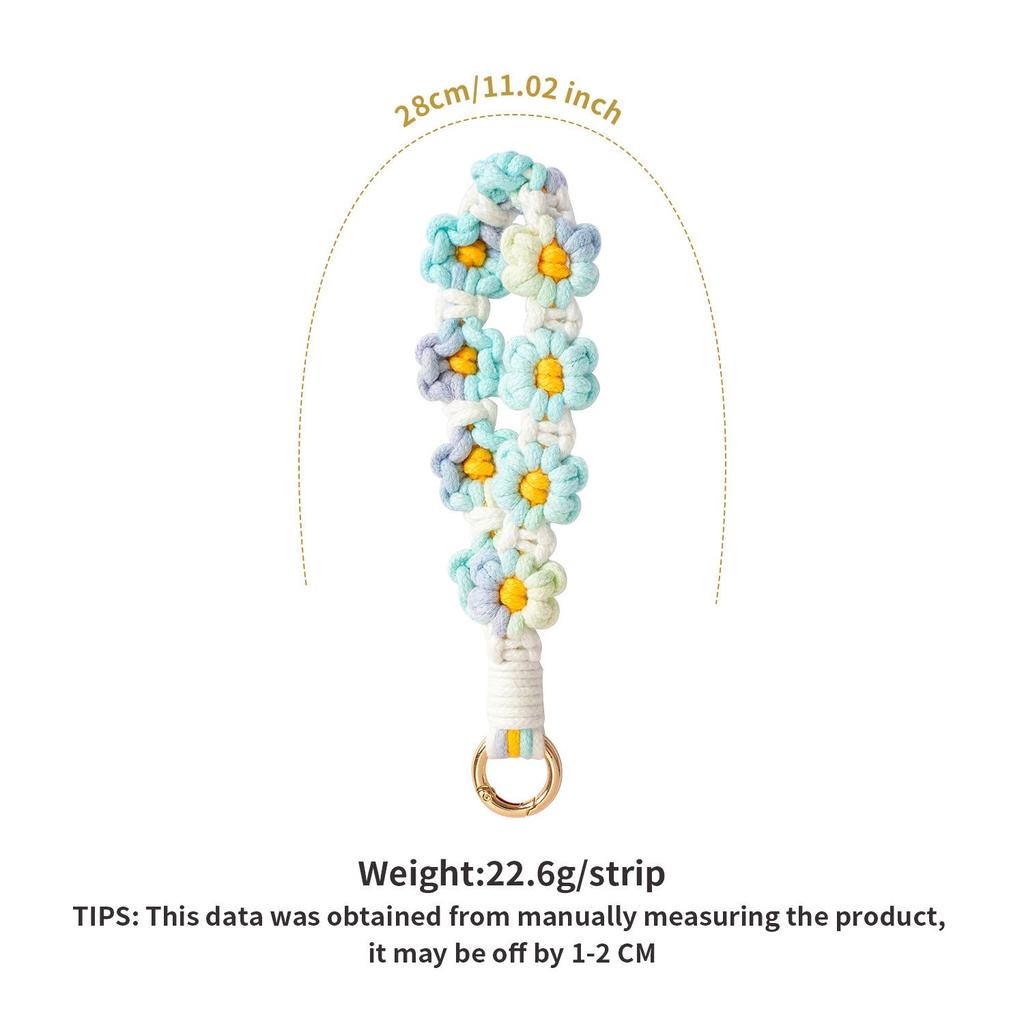 Daisy Flower Phone Lanyard - Handmade Woven Camera Strap & Pendant for Women