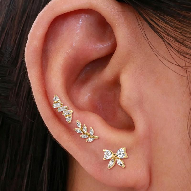 Euro Cross 316L Stainless Steel Leaf & Butterfly Ear Lip Stud