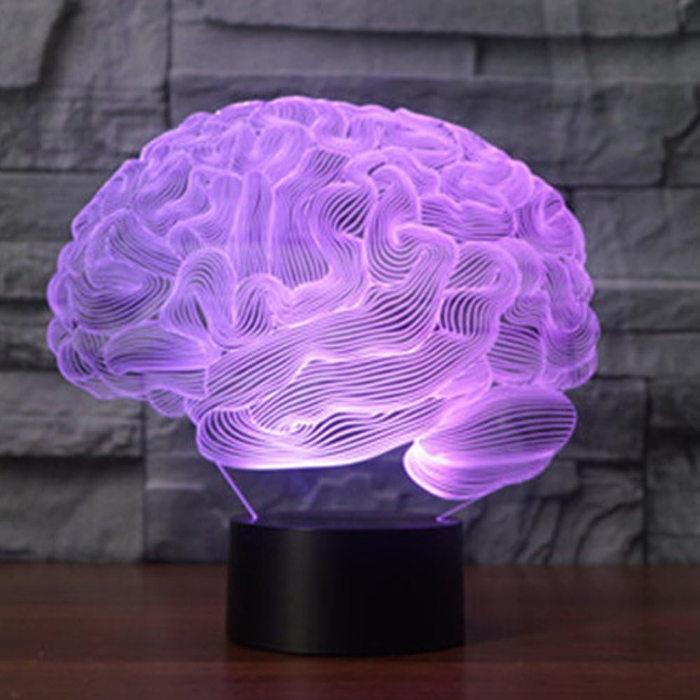 Creative 3D Brain Night Light 16 Colors Changing USB Power Remote Control Touch Switch Decor Lamp Optical Illusion Lamp LED Table Desk Lamp