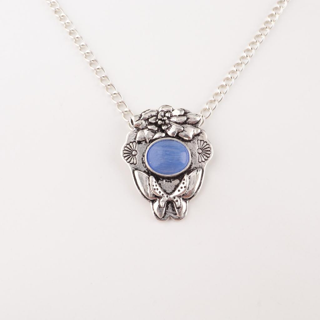 Dark Blue Cat's Eye Gemstone 925 Stamped Silver Jewelry Handmade Stylish Pendant CP-6-48