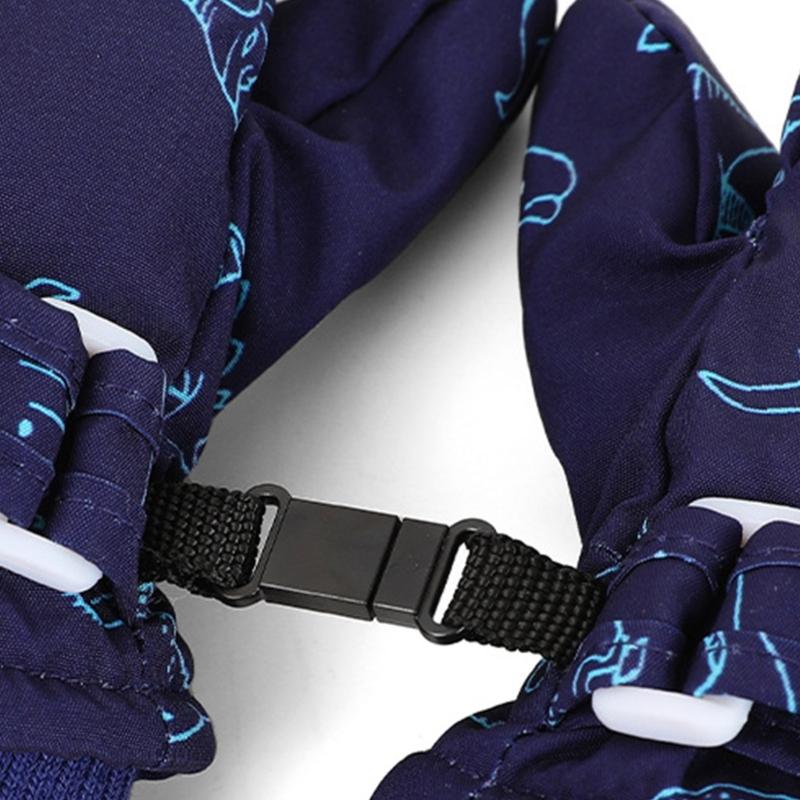 Splashproof Mittens Kids Gloves Windproof Children Winter Warm Snow Gloves Print Dinosaur Pattern Thicken Thermal Mitts
