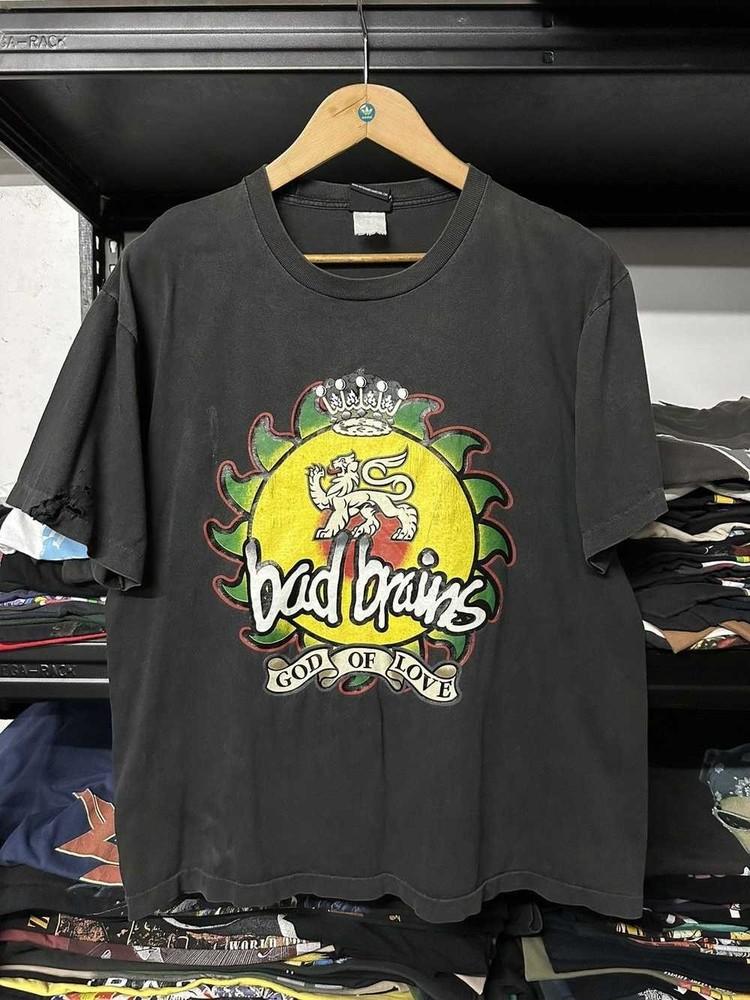 Vintage Distressed 90s Bad Brains Band Black Cotton Unisex T-shirt Unisex T-Shirt M 1990₽