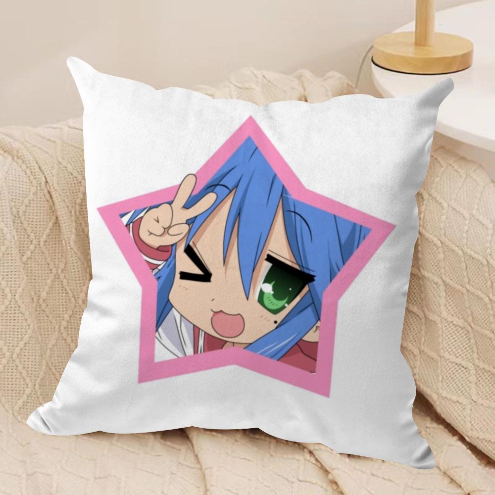 Anime L-Lucky Star K-konata Cushion Cover Soft Plush Fabric Double-Sided Printed Sofa Cushion Cover for All Seasons Home Decor
