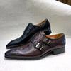 Fashion Men's Italian Genuine Leather Formal Oxford Shoes Python Crocodile Pattern Button Detailing for Office Party Wedding Footwear