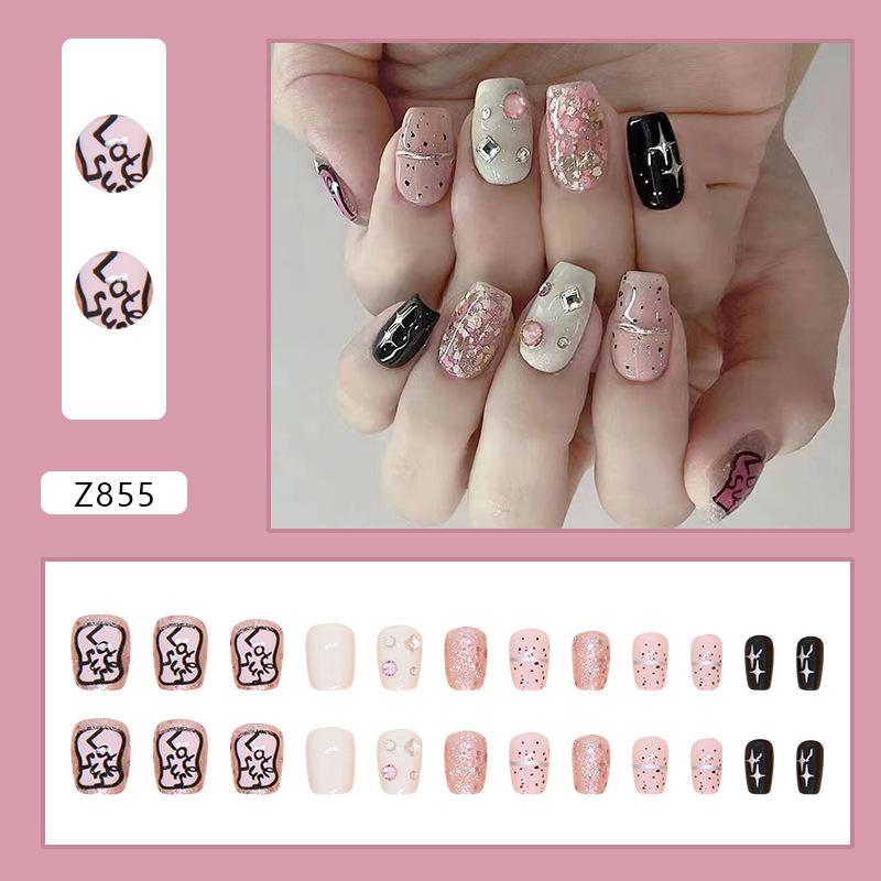 

ins wind wearing nail removable piece nail patch short ballet small short T short ballet patch 24 pieces