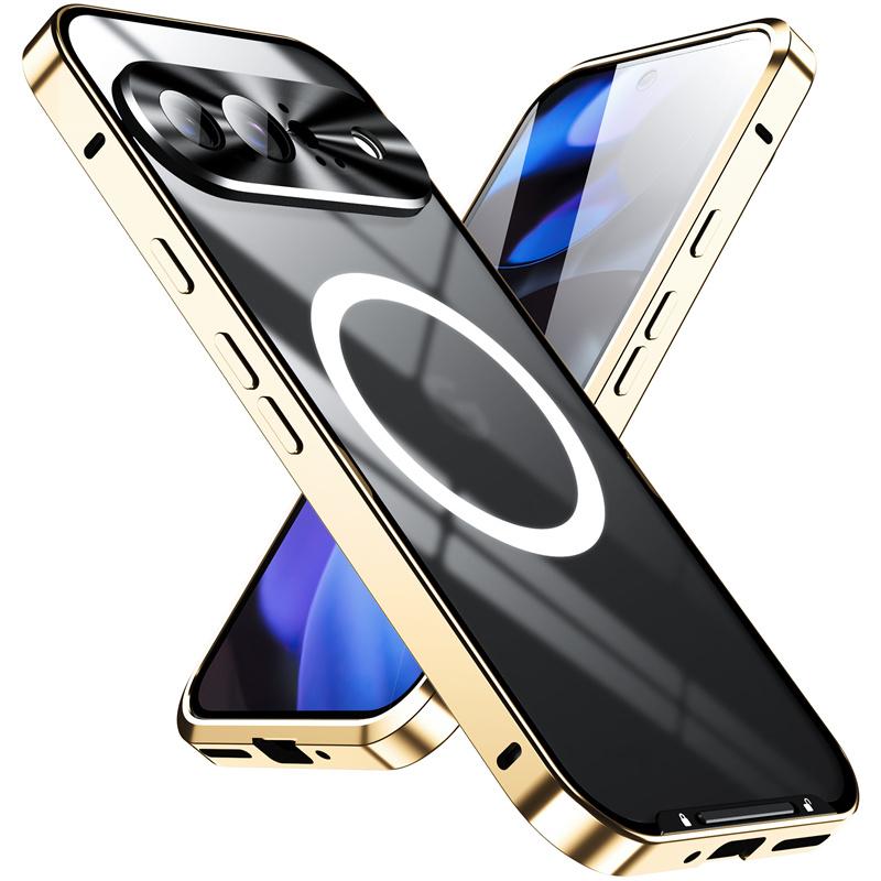 Aluminiumlegierungsrahmen, transparente magnetische Hülle für Google Pixel 9 Pro XL 8 Pro 7A, kabelloses Laden, schlanke, stoßfeste, transparente Acryl-Telefonabdeckung