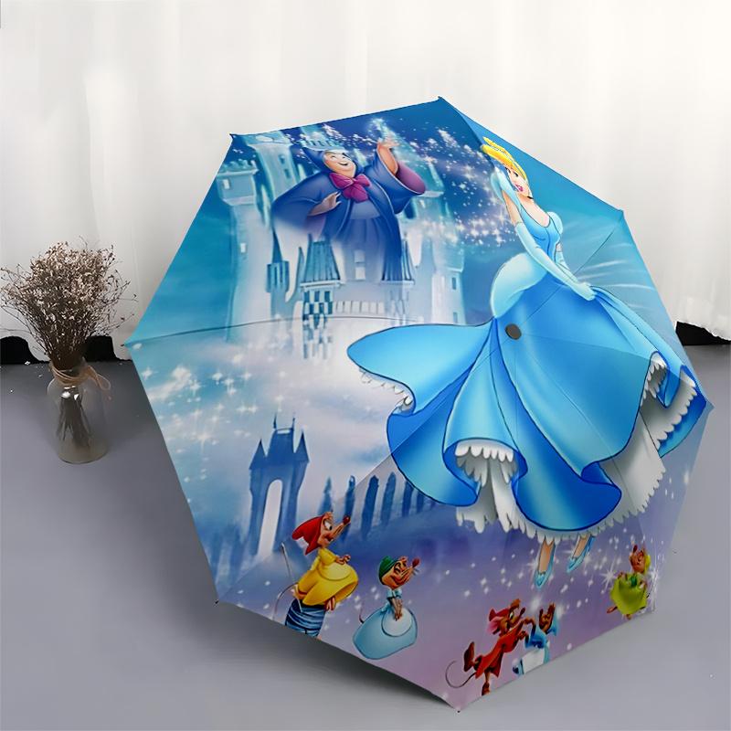 1pc Disney Princess Cinderella Automatic Opening/Closing Umbrella - Portable 3-Fold Design, 8-Bone Iron Frame Outdoor Umbrella, Perfect Gift