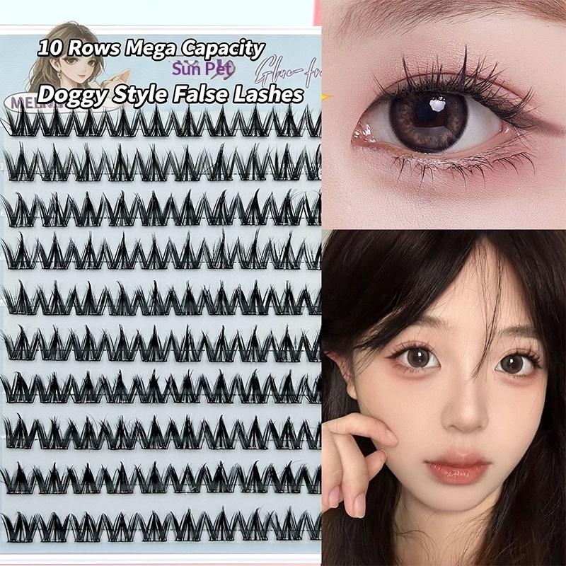 10 Rows Of Large Capacity Glue-Free False Eyelashes Single Cluster 10-12Mm C-Curled Natural Self-Adhesive False Eyelashes