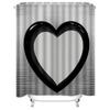 Stylish Monochrome Heart Shower Curtain - Waterproof, Mildew-Resistant, Machine Washable For Modern Bathroom Decor