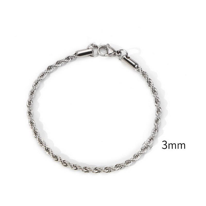 Fashion Titanium Steel Spiral Hemp Rope Twisted Chain Couple Bracelet with Lobster Clasp - Multi-Size Hip Hop Trend