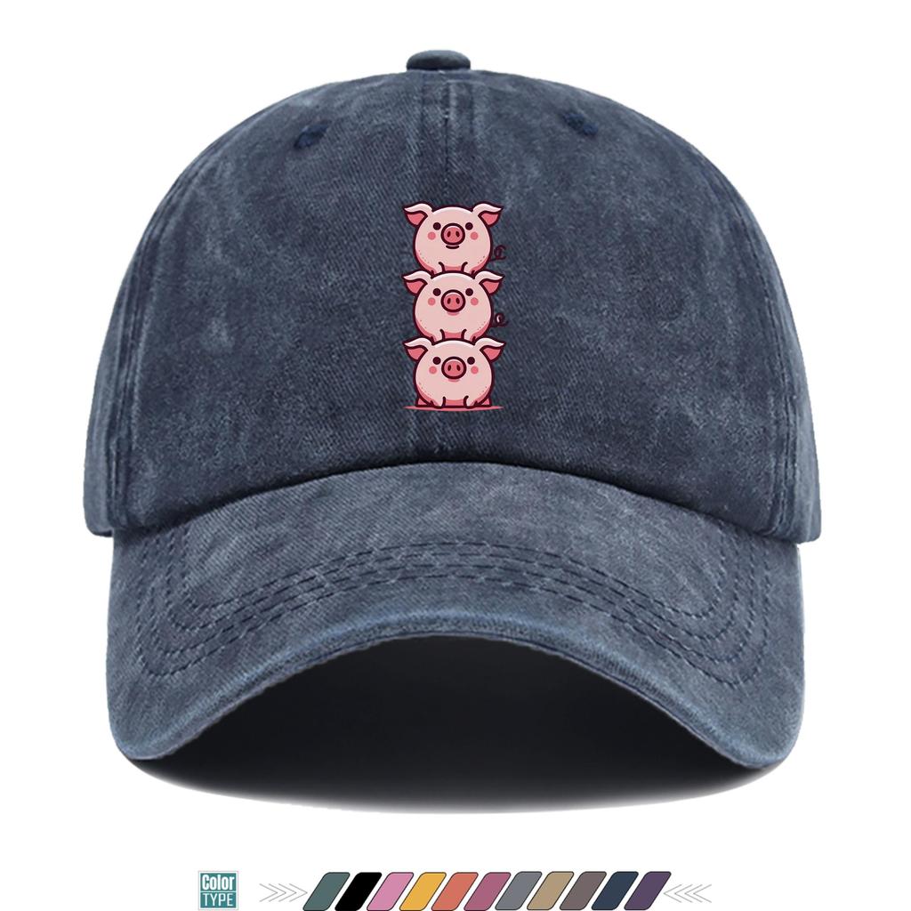 pc Pig Stacking Music Print Trucker Hat Comfortable And Breathable Fashionable And Beautiful Cartoon Game Black Classic Papa Ha