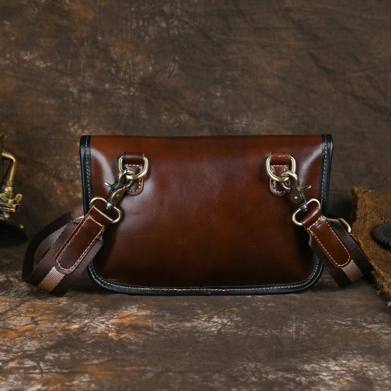 Retro All Cowhide Crossbody Bag, Top Layer Cowhide Casual Korean Version Envelope, Trendy Small Shoulder Bag, Men's Leather Flip Bag
