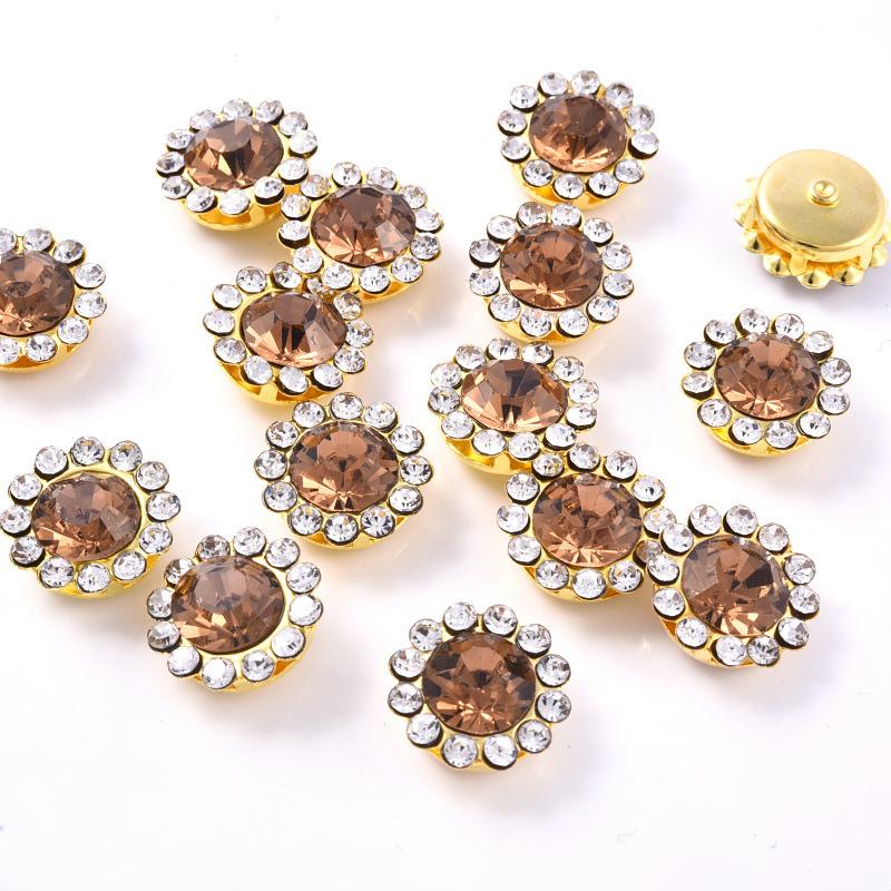 Sun Flower Claw Diamond, Glass Flower-Shaped Rhinestone Buckle Hand Seam Diamond, Round Flower Plate Grab Diamond Diy Jewelry Button Decoration