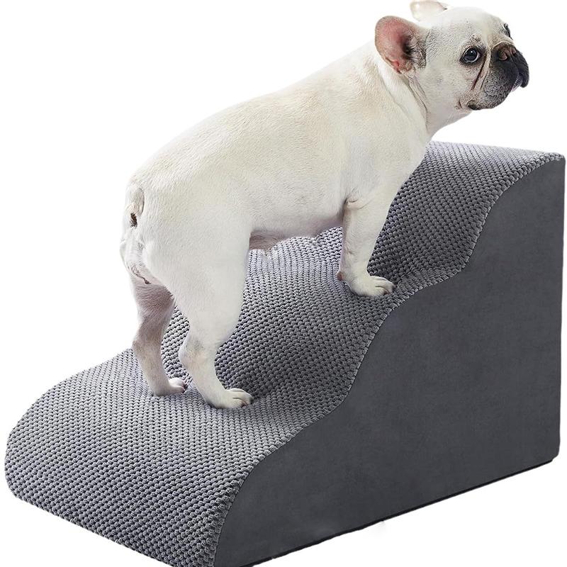 Ramp Stairs Dog Cat Stair Non-Slip Pet Ramp Stairs Dog Ramp for Bed Pet Dog Steps 3 Tiers Training Stair Removable Washable