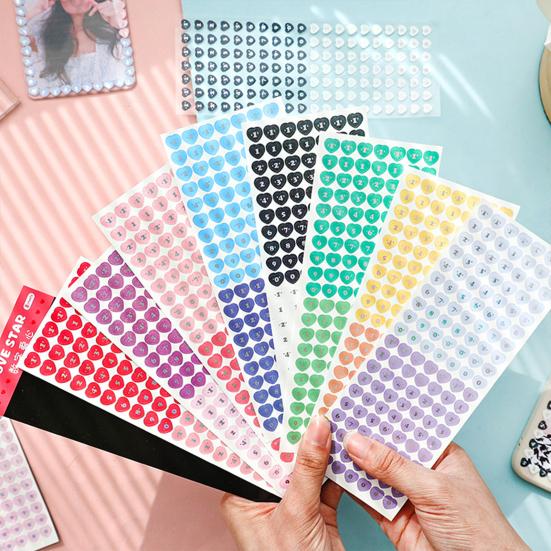 

2 листа красочный номер стикер для скрапбукинга любовь в форме сердца водонепроницаемый ПВХ клей Kpop фотокарта планировщик журнал молочные украшения наклейка DIY поставки