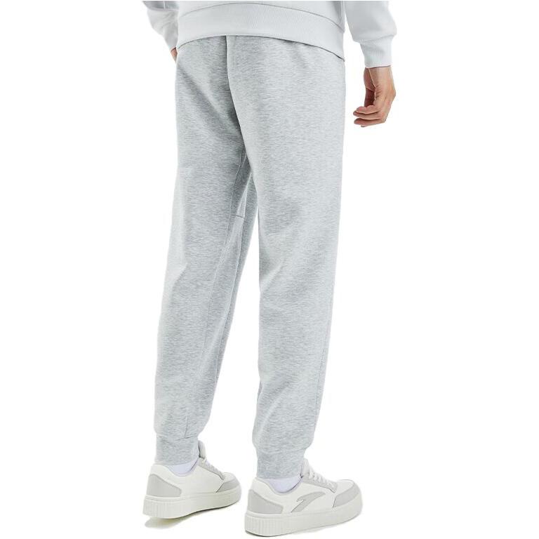 Anta Solid Color Mid Waist Loose Fit Cuffed Knit Sports Pants Men Bottoms Gray 952337305-1
