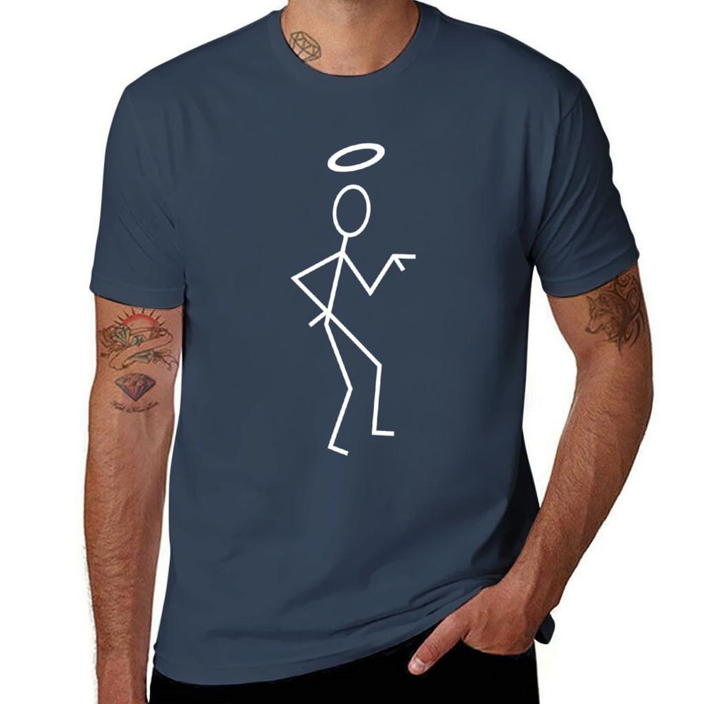 The Saint Stick Figure (White). Essential T-Shirt Customs Baggy Shirts Short Sleeve Tee Oversized Mens Graphic T-shirts Hip Hop