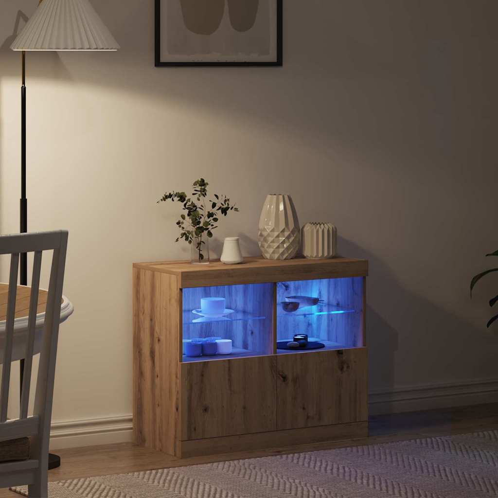 LED Sideboard Brown 81 x 37 x 66.5 cm Engineered Wood