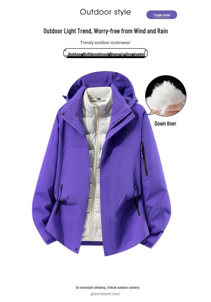 2026 Winter Couple's 3-in-1 Down Jacket Set - White Duck Down Windbreaker and Liner