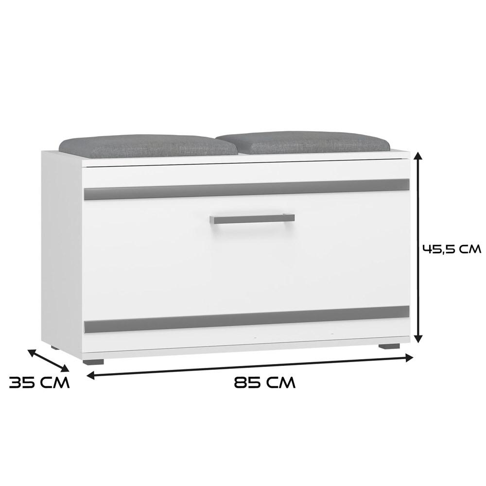 Opal White Shoe Cabinet Seat 4 Shelves For Hallway For Shoes For Home For Office
