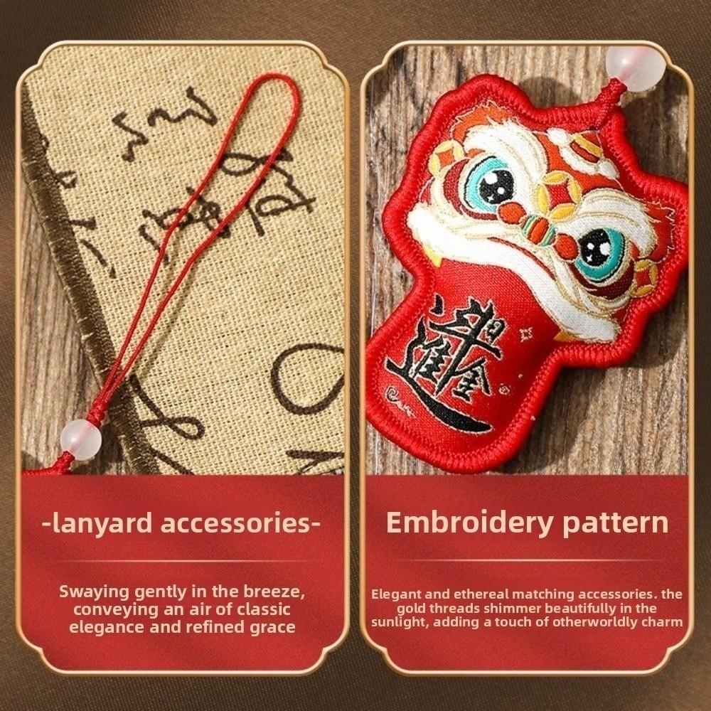 Awakened Lion Lion Dance Embroidered Pendant Brocade Car Hanging Ornaments Festive Accessory
