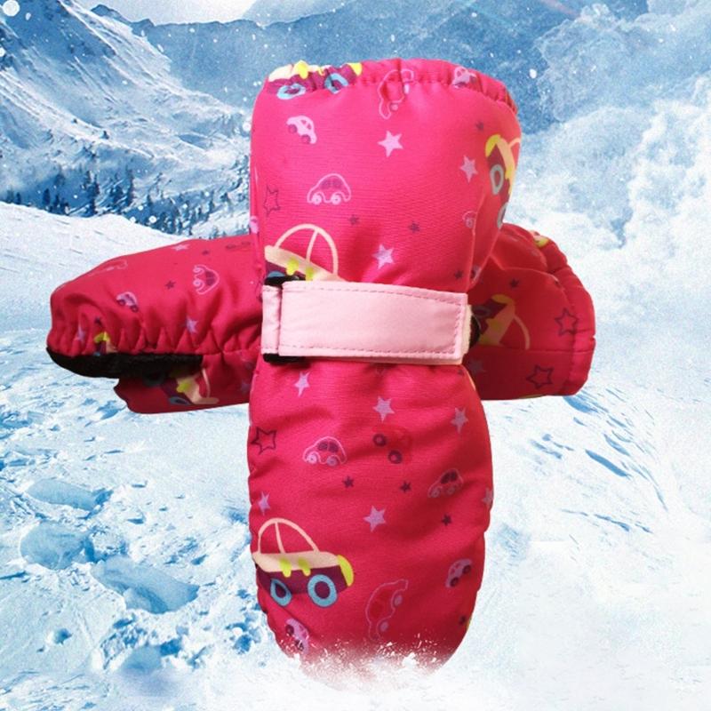 2-4Y Waterproof Kids Ski Gloves Winter Cycling Gloves Anti-Slip Gloves Warm Thick Fleece Snowboarding Mittens Gloves