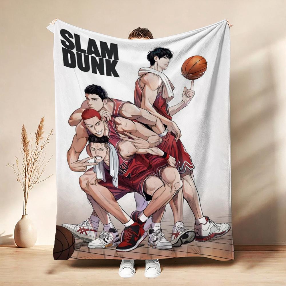 Slam Dunk Anime Basketball Heroes Pattern Flannel Blanket Machine Washable Fleece Blanket For Camping Picnic Home Party Decor New Year Gift