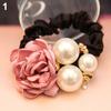 Women Satin Ribbon Rose Hairband Elastic Hair Ties Band Rope Ponytail Holder