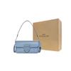 Coach Morgan 27 Classic Monogram Buckle Closure Chambray Leather And Fabric Tote Shoulder Bag Medium Women bags Light-Blue CH137-SVM6A