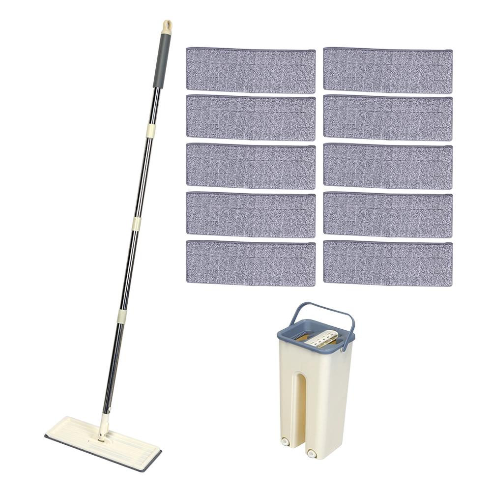 

Набор швабры для уборки с поглощением воды с 10 салфетками-мопами с ведром Бытовая многоцелевая швабра для уборки пыли для кухни ванной