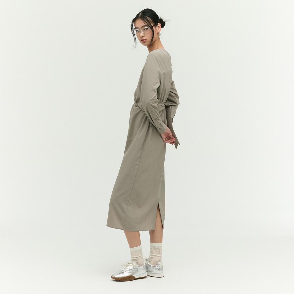 Ibiem Jecheon Ribbon Detail Long Dress Emp2Wop010