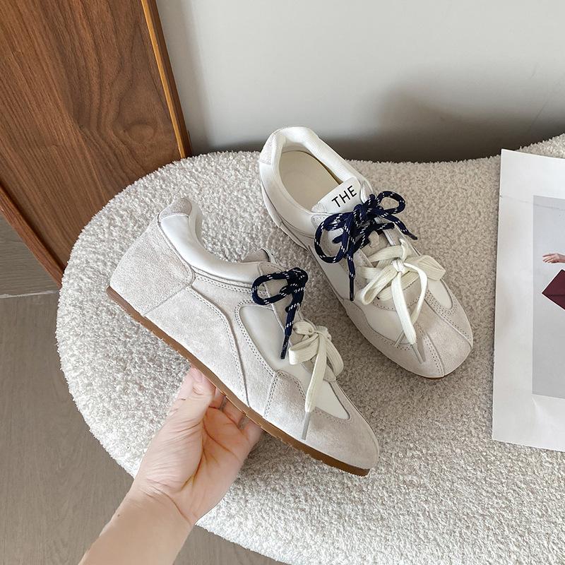 Grape Mother Square Head Contrasting Color Pair of Shoelaces Forrest Gump Training Shoes Leather Soft Sole Commuting Soft Surface Casual Board S