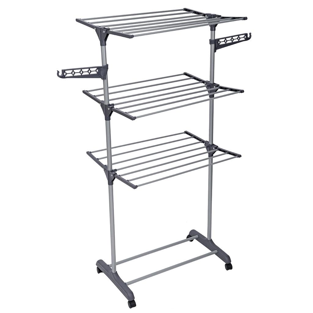 3 Tier Clothes Airer Horse Stainless Laundry Rack Foldable Clothes Drying Rack Hanging Drying Folding Storage Organizer