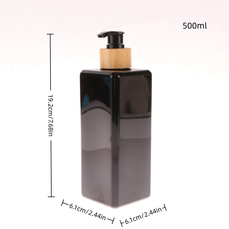 

1 шт. Диспенсеры для ванной комнаты Квадратные Диспенсеры для шампуня, геля для душа, геля для тела, Многоразовые бутылки с бамбуковым насосом, Контейнеры для лосьона 500ML чёрный