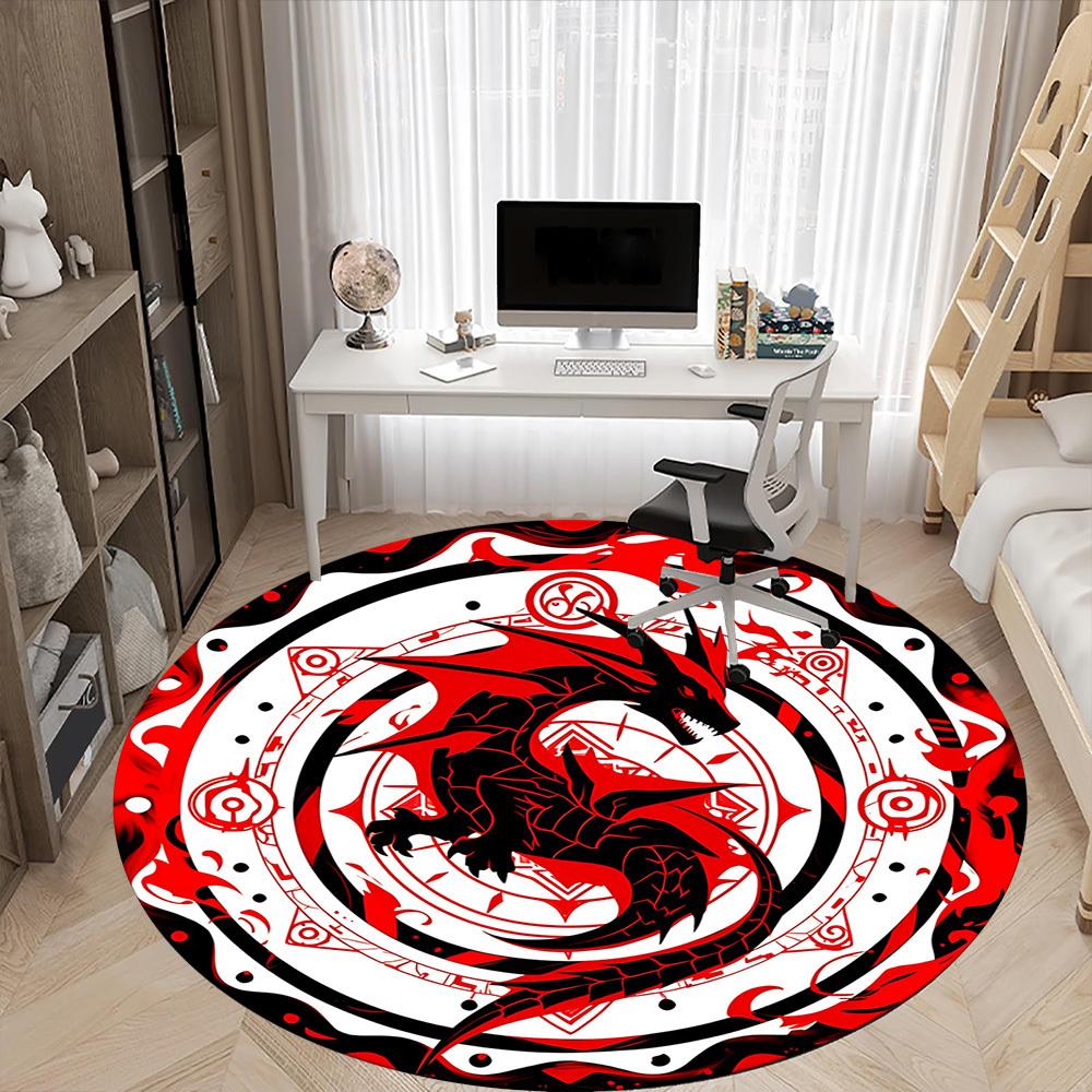 1pc Dragon Mandala Office Round Area Rug, Under Office Chairs Bedroom Living Room Home Decor, Room Deco, Available in Various Sizes