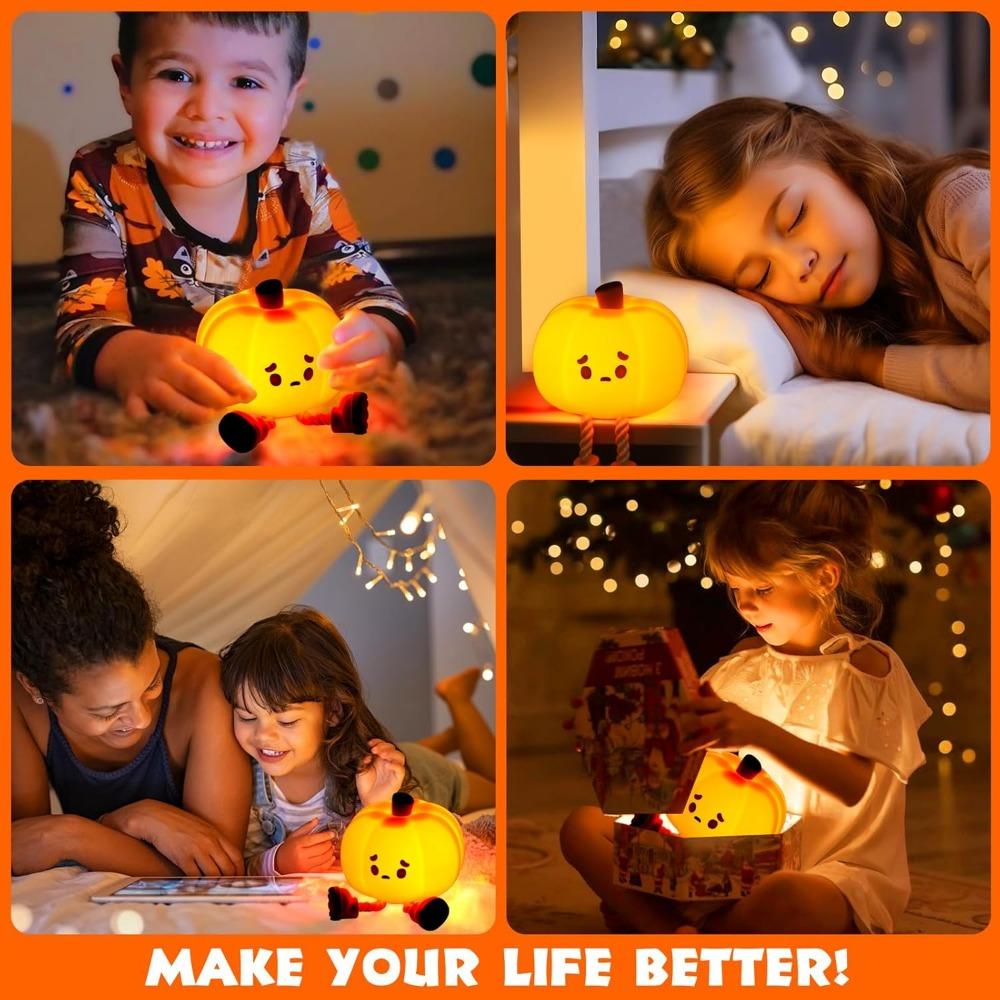 Pumpkin LED Lamp Silicone Dimmable Bedroom Nursery Nightlight Rechargeable Bedside Touch Lamp Woman Kids Office Desk Birthday Gifts Halloween Decor