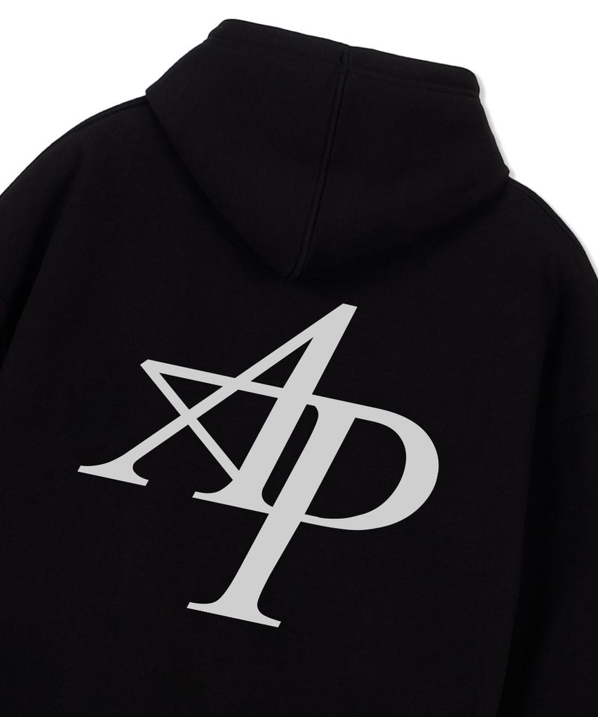 New Ap Logo Oversized Wide Shoulder Hoodie_Black